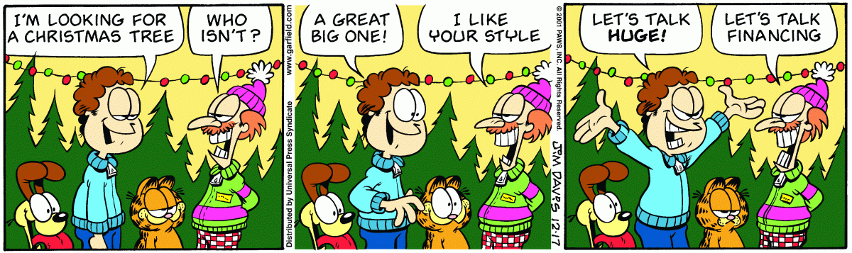 Garfield comic strip for Monday, December 17, 2001