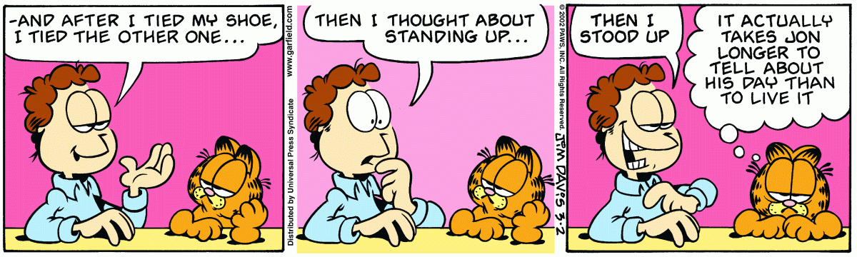 Garfield comic strip for Saturday, March 2, 2002