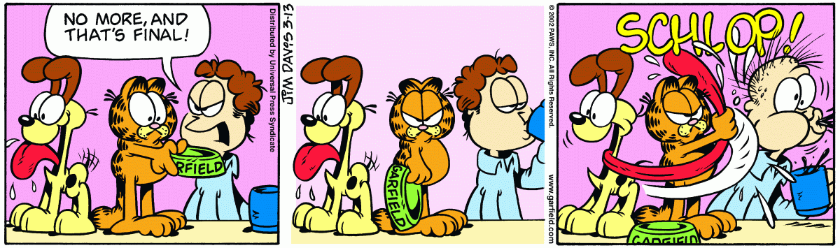 Garfield comic strip for Wednesday, March 13, 2002