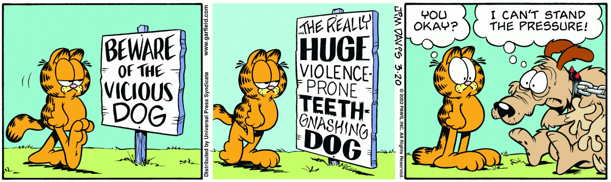 Garfield comic strip for Wednesday, March 20, 2002