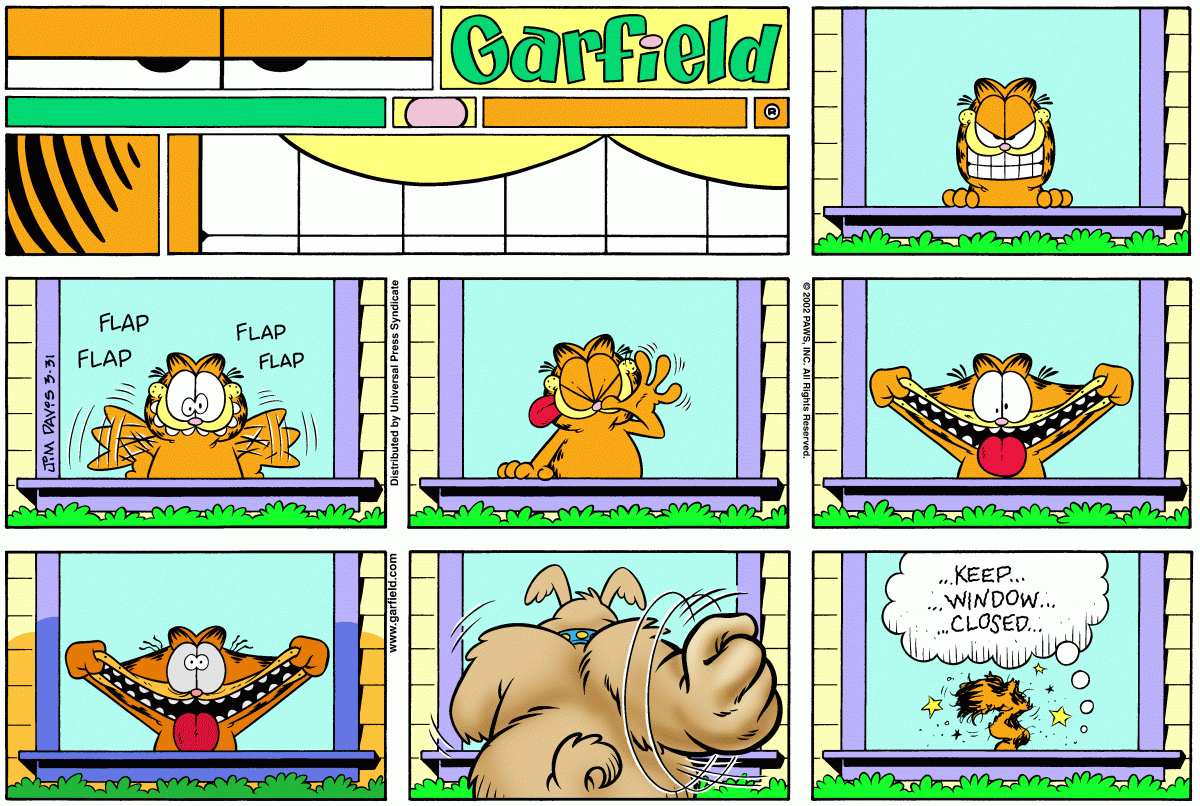 Garfield comic strip for Sunday, March 31, 2002