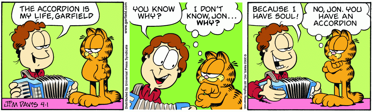 Garfield, April 1, 2002