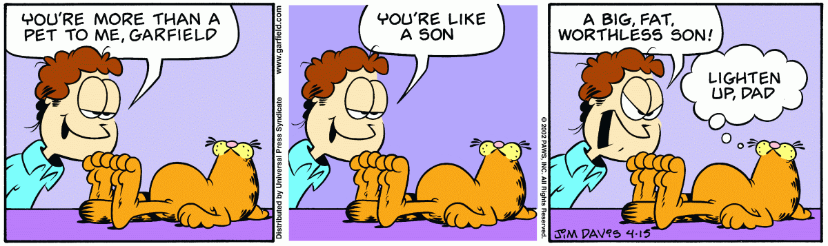 Garfield comic strip for Monday, April 15, 2002