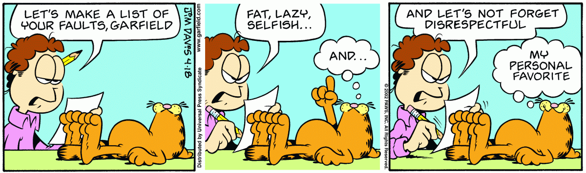 Garfield, April 18, 2002