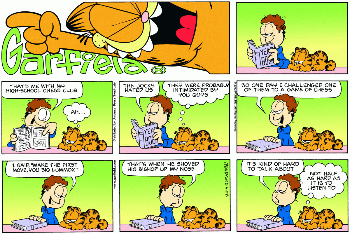 Garfield comic strip for Sunday, April 28, 2002
