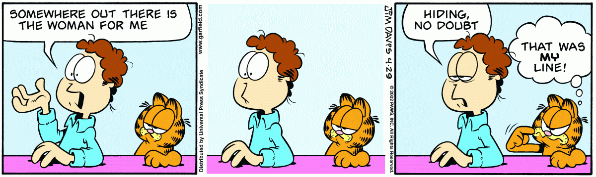 Garfield comic strip for Monday, April 29, 2002
