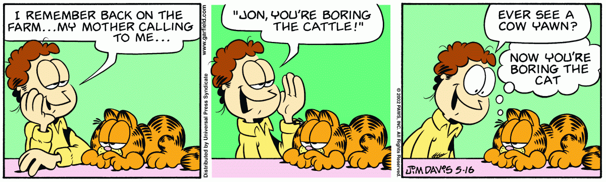 Garfield comic strip for Thursday, May 16, 2002