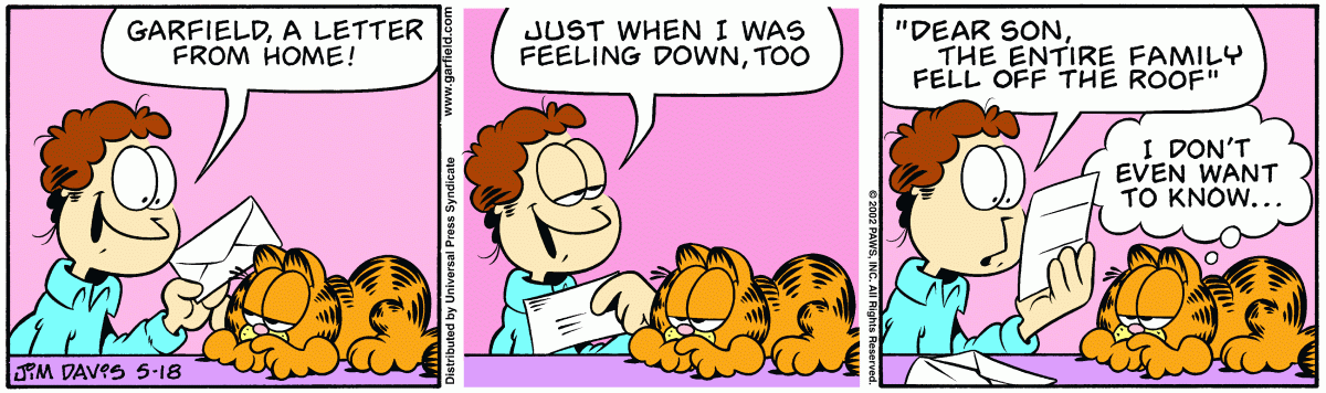 Garfield comic strip for Saturday, May 18, 2002