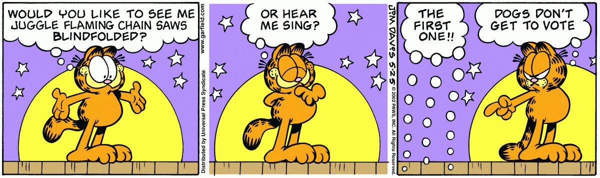 Garfield comic strip for Saturday, May 25, 2002