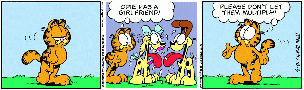 Garfield comic strip for Thursday, October 3, 2002