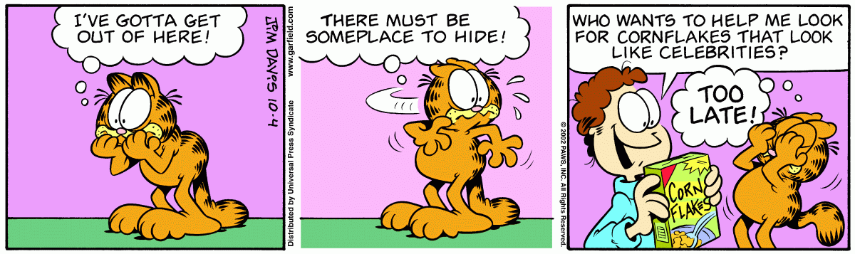 Garfield comic strip for Friday, October 4, 2002