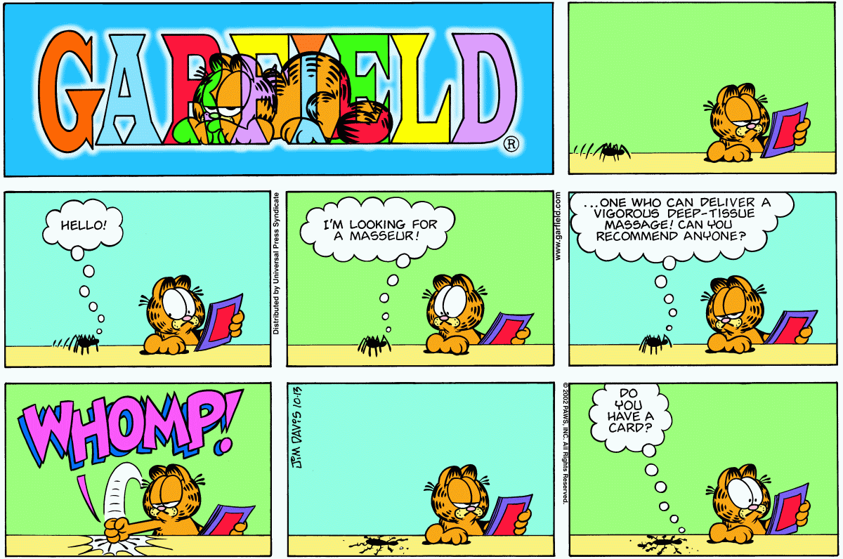 Garfield comic strip for Sunday, October 13, 2002