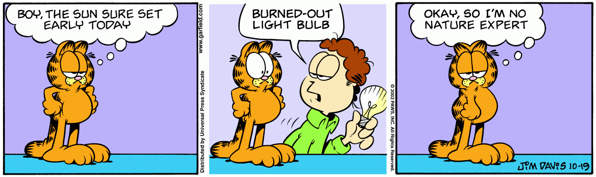 Garfield comic strip for Saturday, October 19, 2002