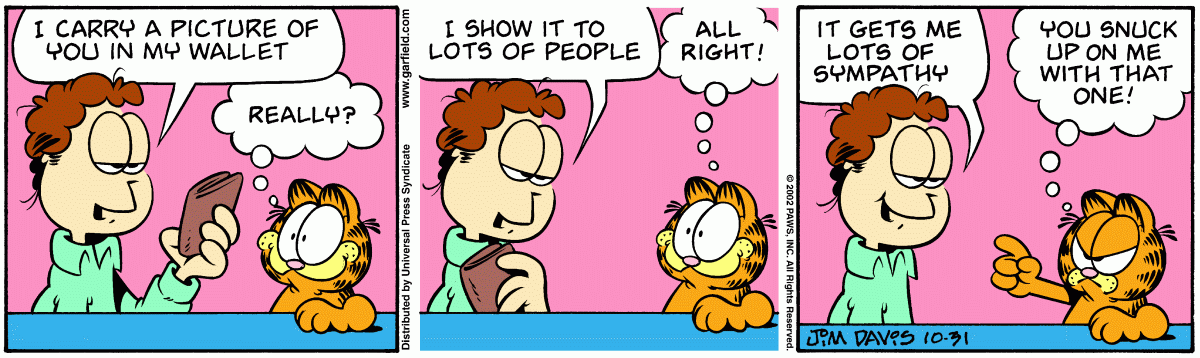Garfield comic strip for Thursday, October 31, 2002