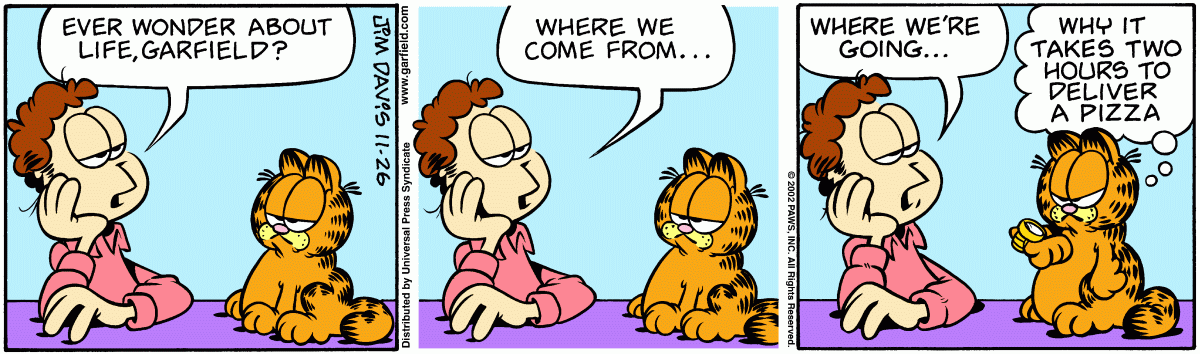 Garfield comic strip for Tuesday, November 26, 2002