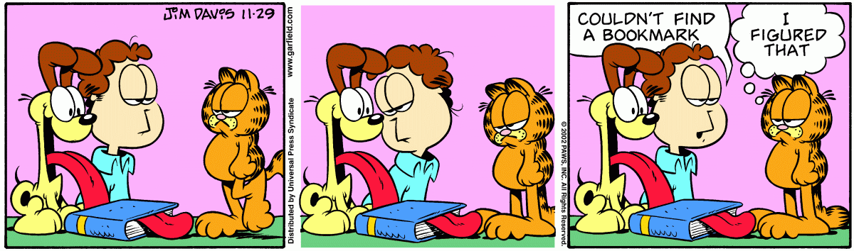 Garfield comic strip for Friday, November 29, 2002