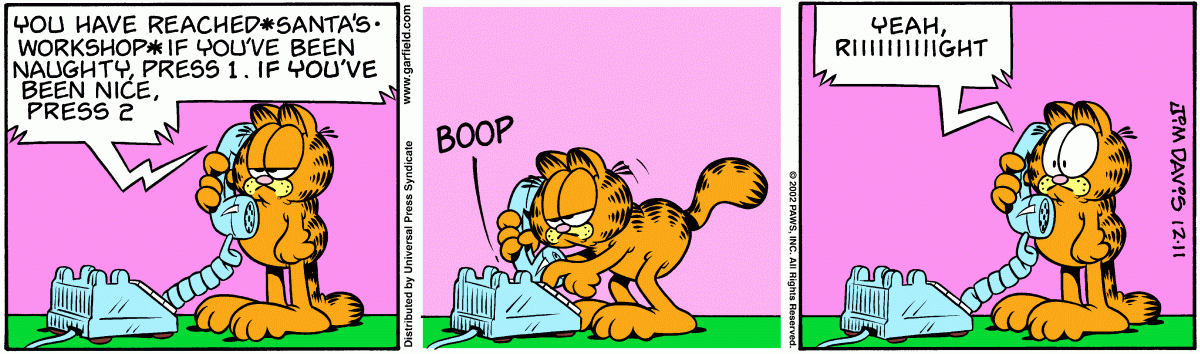 Garfield comic strip for Wednesday, December 11, 2002
