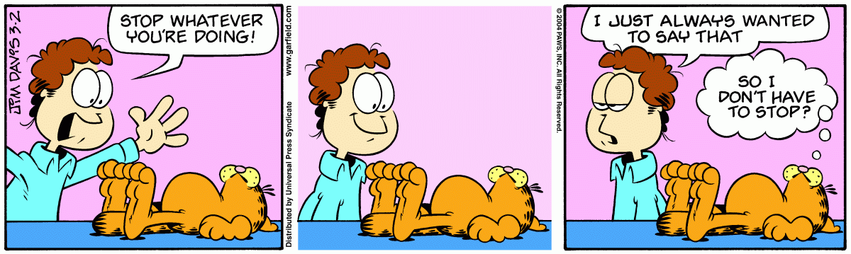 Garfield comic strip for Tuesday, March 2, 2004
