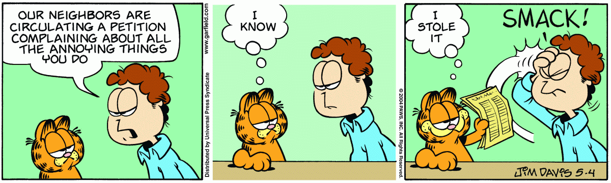 Garfield comic strip for Tuesday, May 4, 2004