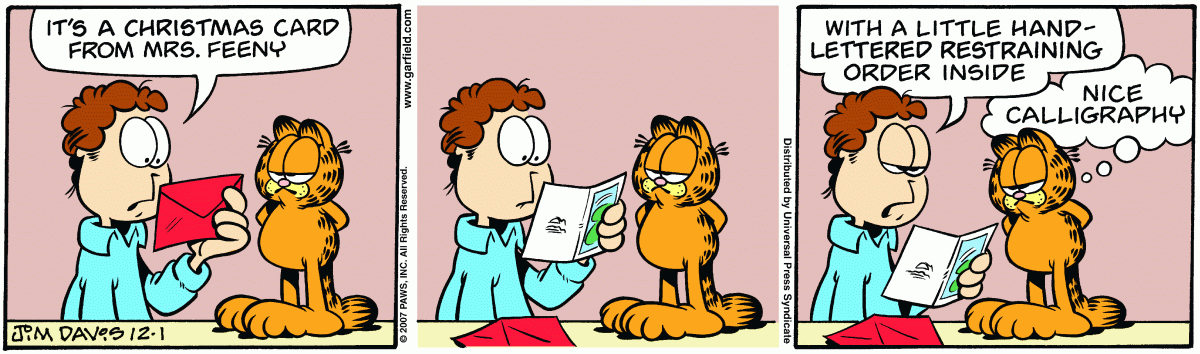 Garfield, December 1, 2007