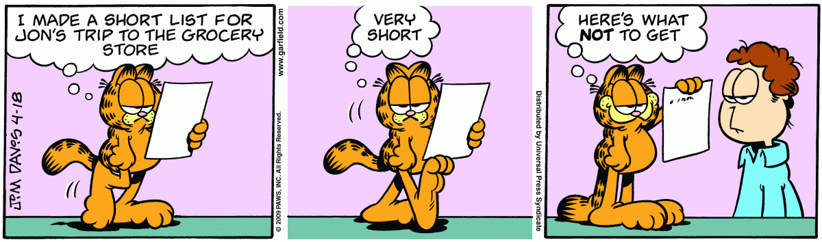 Garfield, April 18, 2009