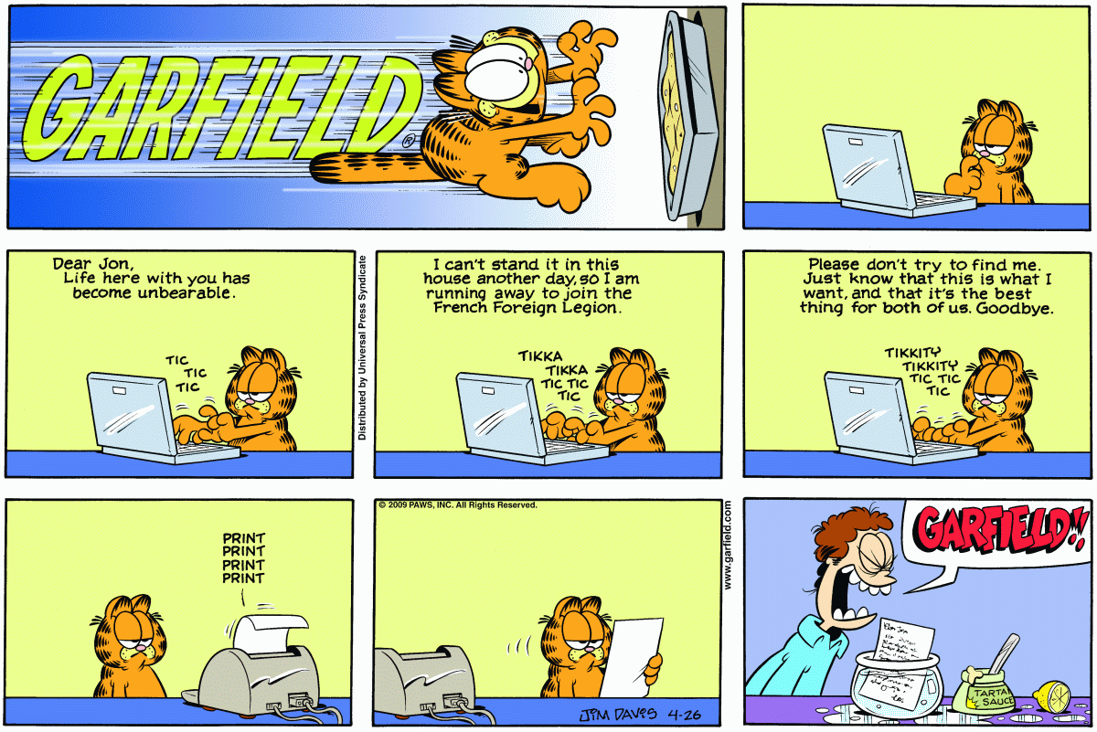 Garfield, April 26, 2009