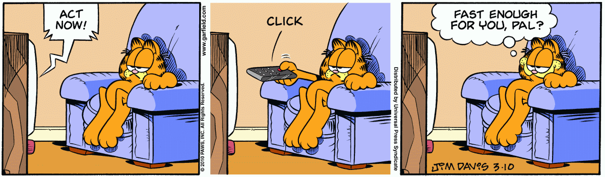 Garfield comic strip for Wednesday, March 10, 2010