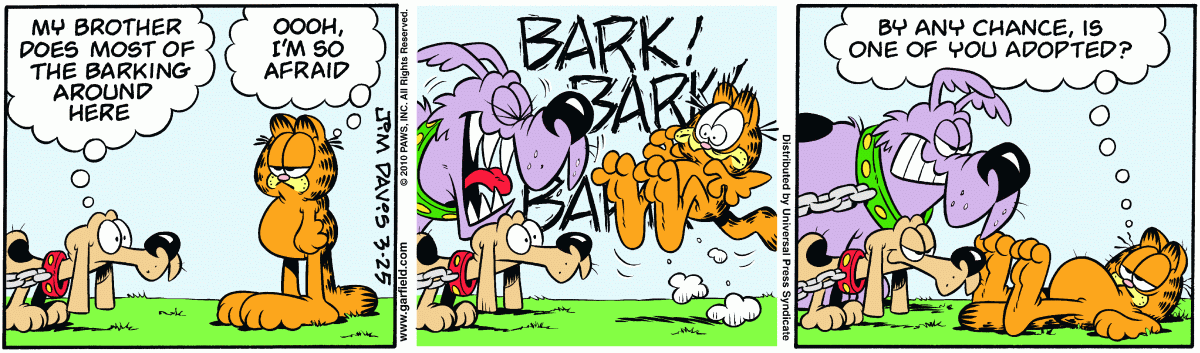 Garfield comic strip for Thursday, March 25, 2010