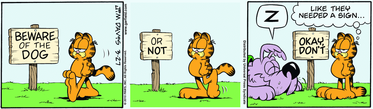 Garfield comic strip for Saturday, March 27, 2010