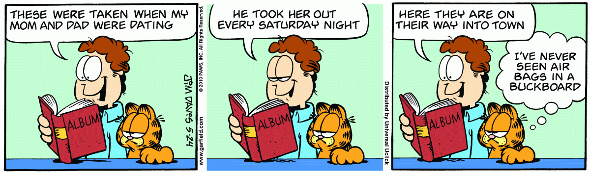 Garfield comic strip for Monday, May 24, 2010