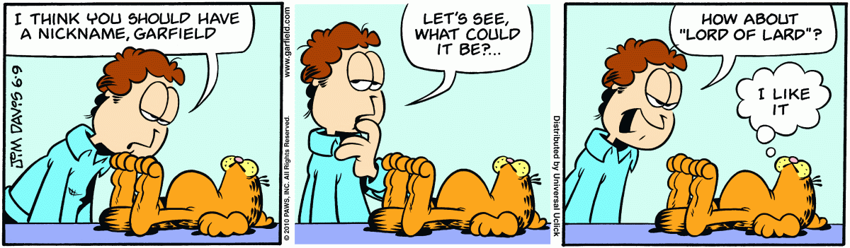 Garfield comic strip for Wednesday, June 9, 2010