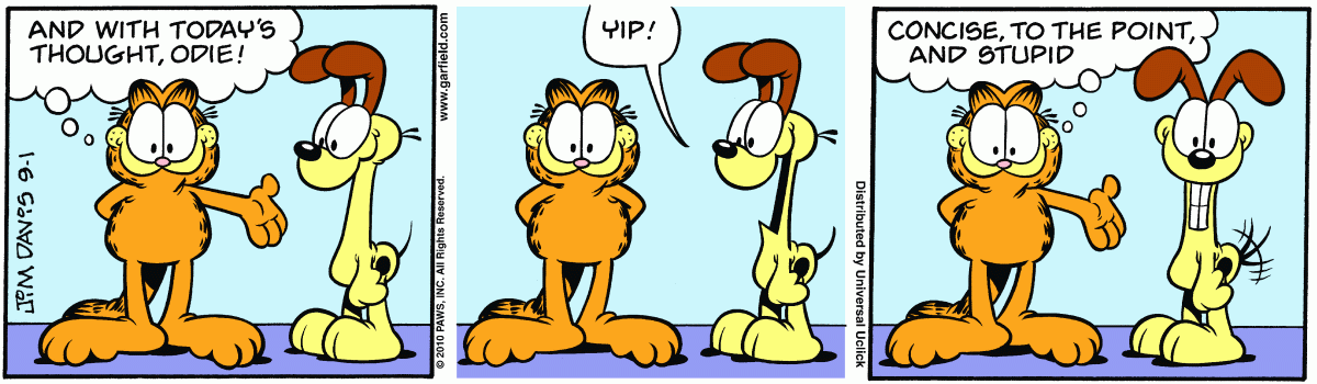 Garfield comic strip for Wednesday, September 1, 2010
