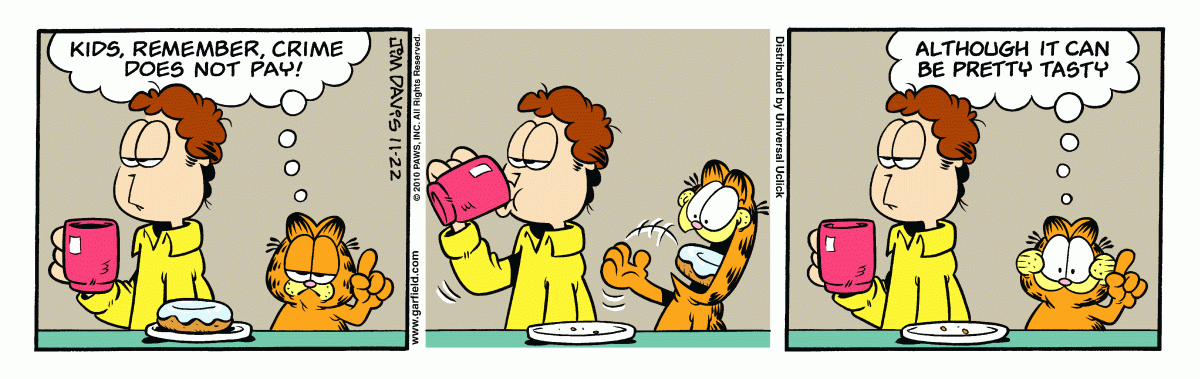 Garfield comic strip for Monday, November 22, 2010