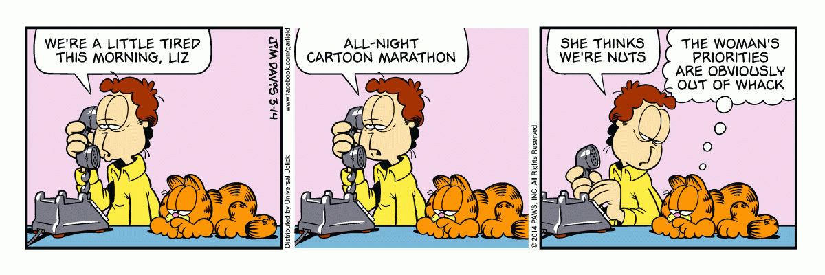 Garfield comic strip for Friday, March 14, 2014