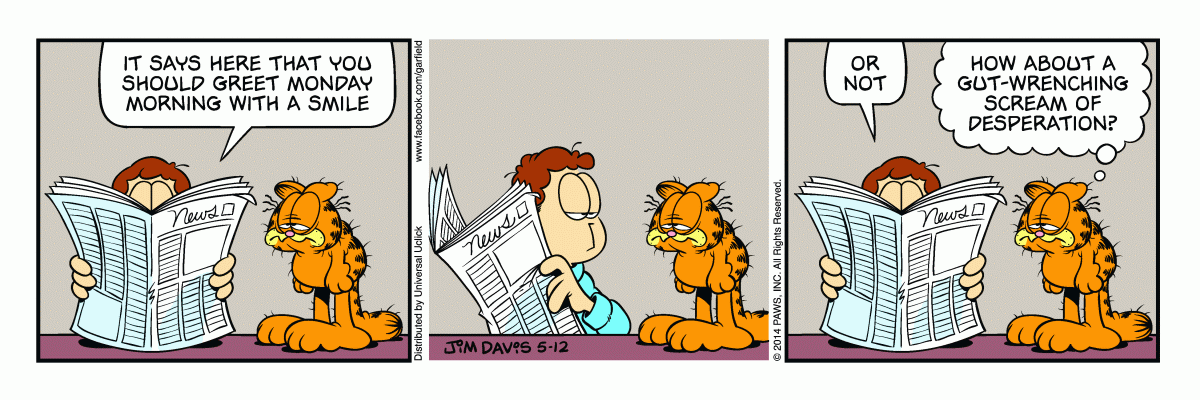 Garfield comic strip for Monday, May 12, 2014