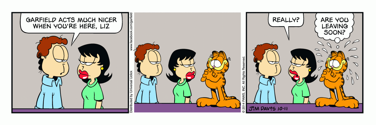 Garfield comic strip for Saturday, October 11, 2014