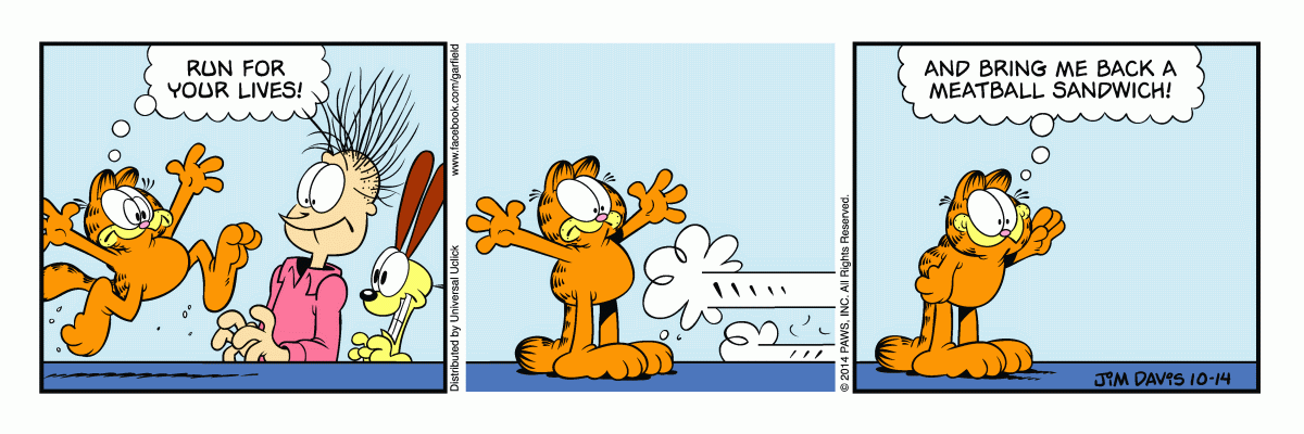 Garfield comic strip for Tuesday, October 14, 2014