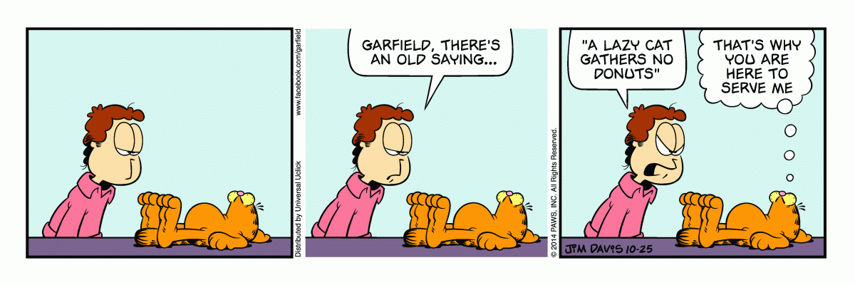 Garfield comic strip for Saturday, October 25, 2014