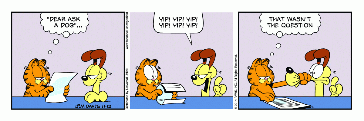 Garfield comic strip for Wednesday, November 12, 2014