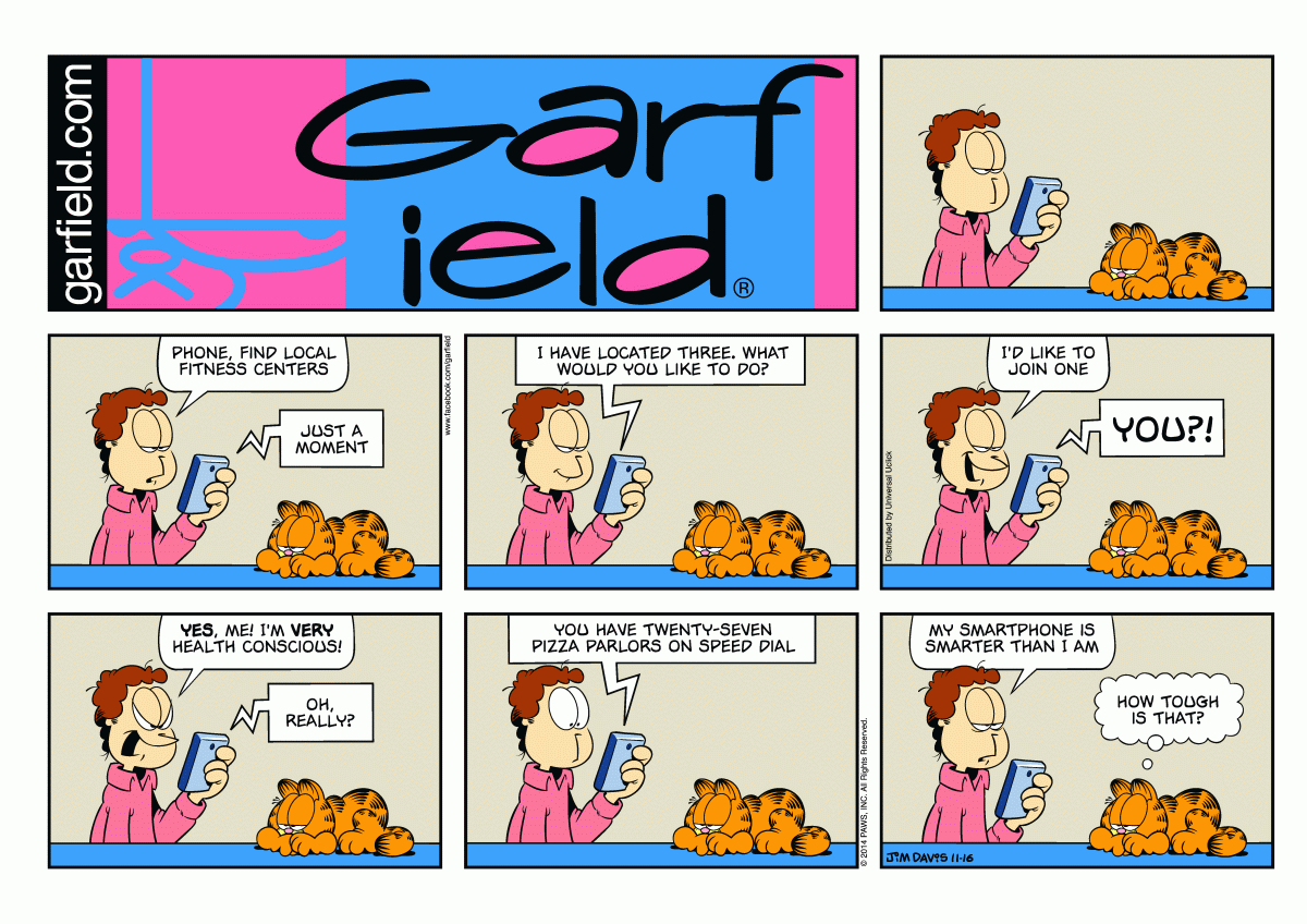 Garfield comic strip for Sunday, November 16, 2014