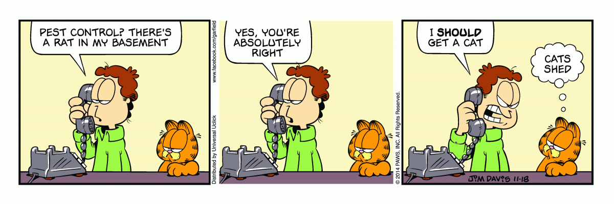 Garfield comic strip for Tuesday, November 18, 2014
