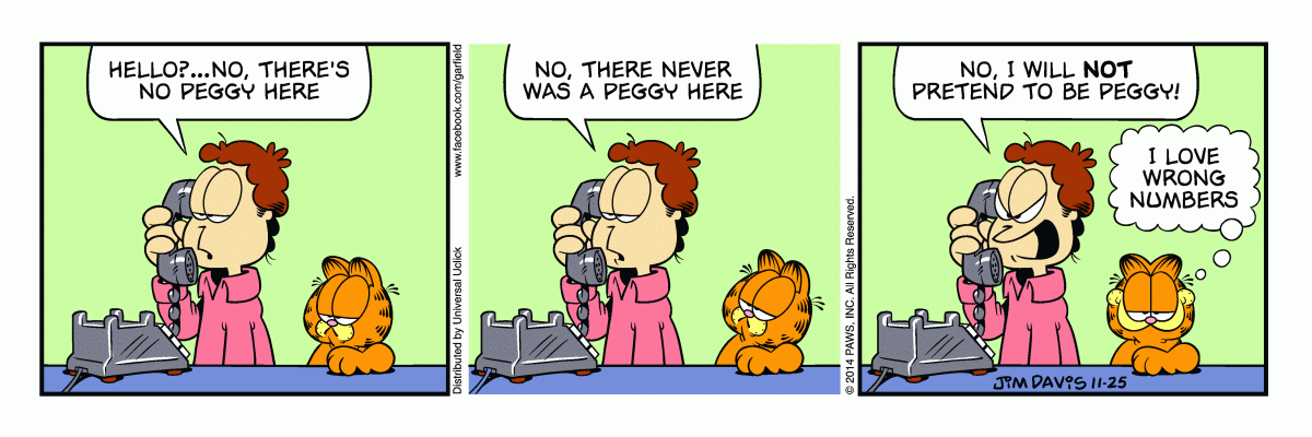 Garfield comic strip for Tuesday, November 25, 2014