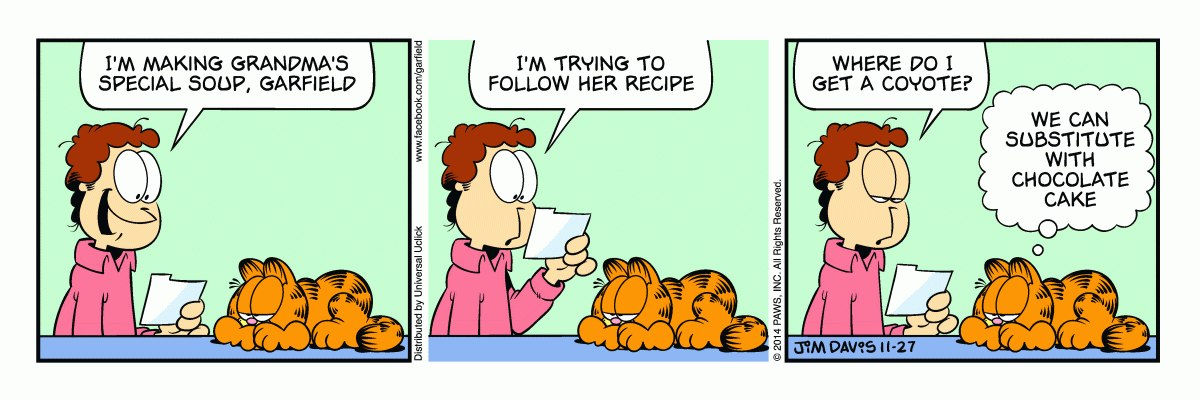 Garfield comic strip for Thursday, November 27, 2014
