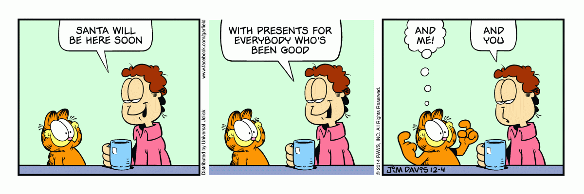 Garfield comic strip for Thursday, December 4, 2014