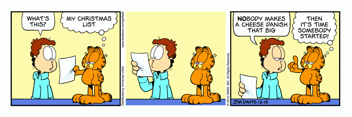 Garfield comic strip for Monday, December 15, 2014