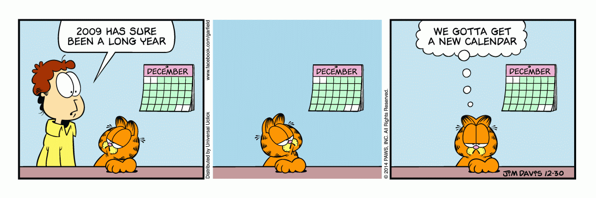 Garfield comic strip for Tuesday, December 30, 2014