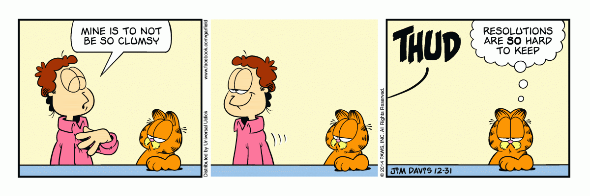 Garfield comic strip for Wednesday, December 31, 2014