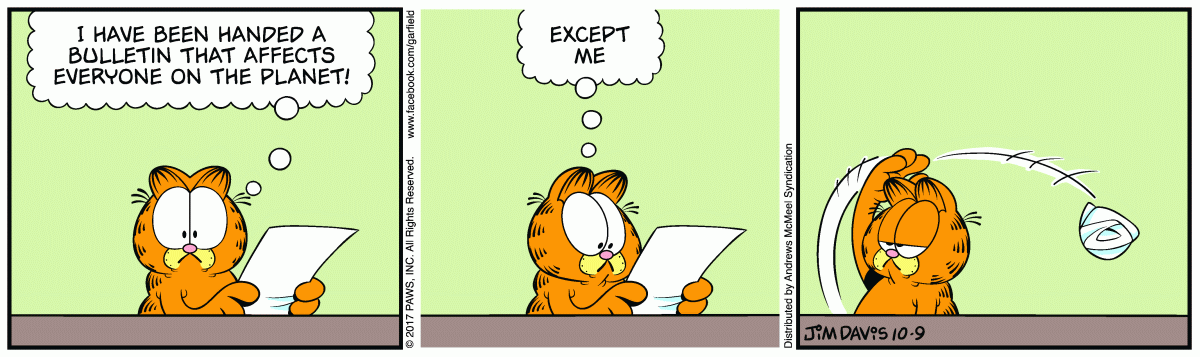 Garfield, October 9, 2017