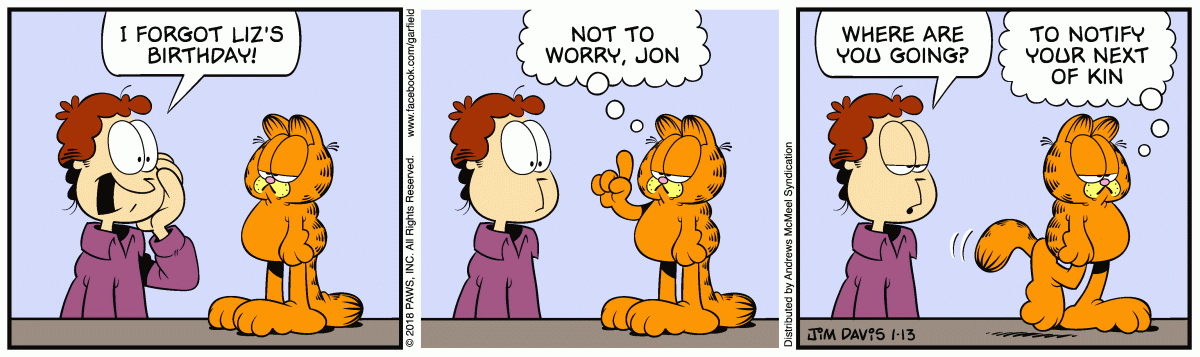 Garfield, January 13, 2018