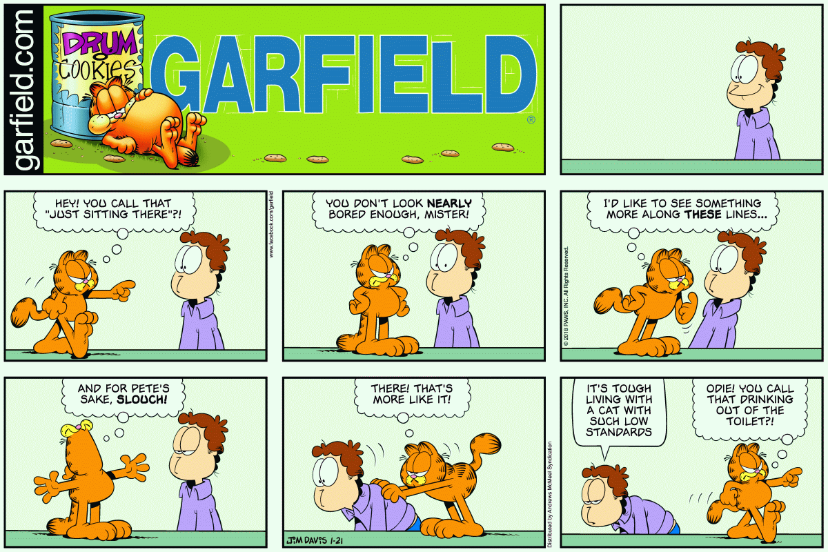 Garfield comic strip for Sunday, January 21, 2018
